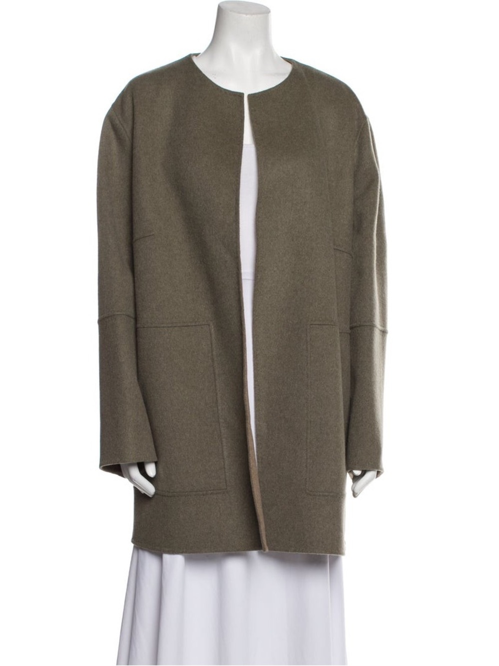 Lafayette 148 New York Olive Green Wool Car Coat Modern Oversized XL EUC Luxury